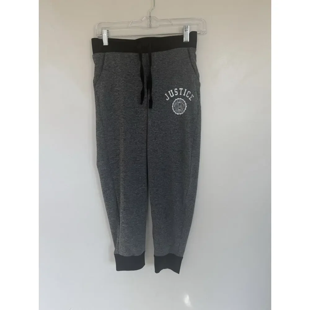 Justice Girls Jogger Pants Gray Size 12 Polyester Blend Drawstring Elastic Waist